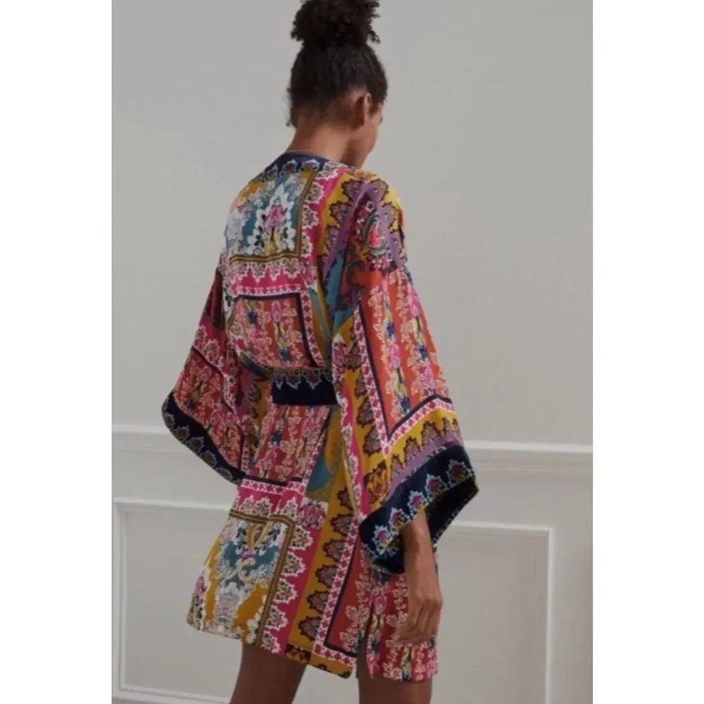 Anthropologie Zadie Velvet Trim Robe Kimono Size XS/S with pockets - Picture 10 of 10